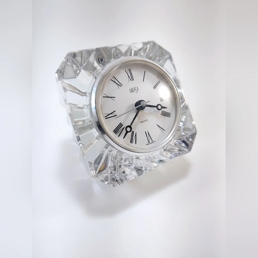 Vintage Mikasa Crystal Square Mantel Clock Excellent Condition Luxury Glass